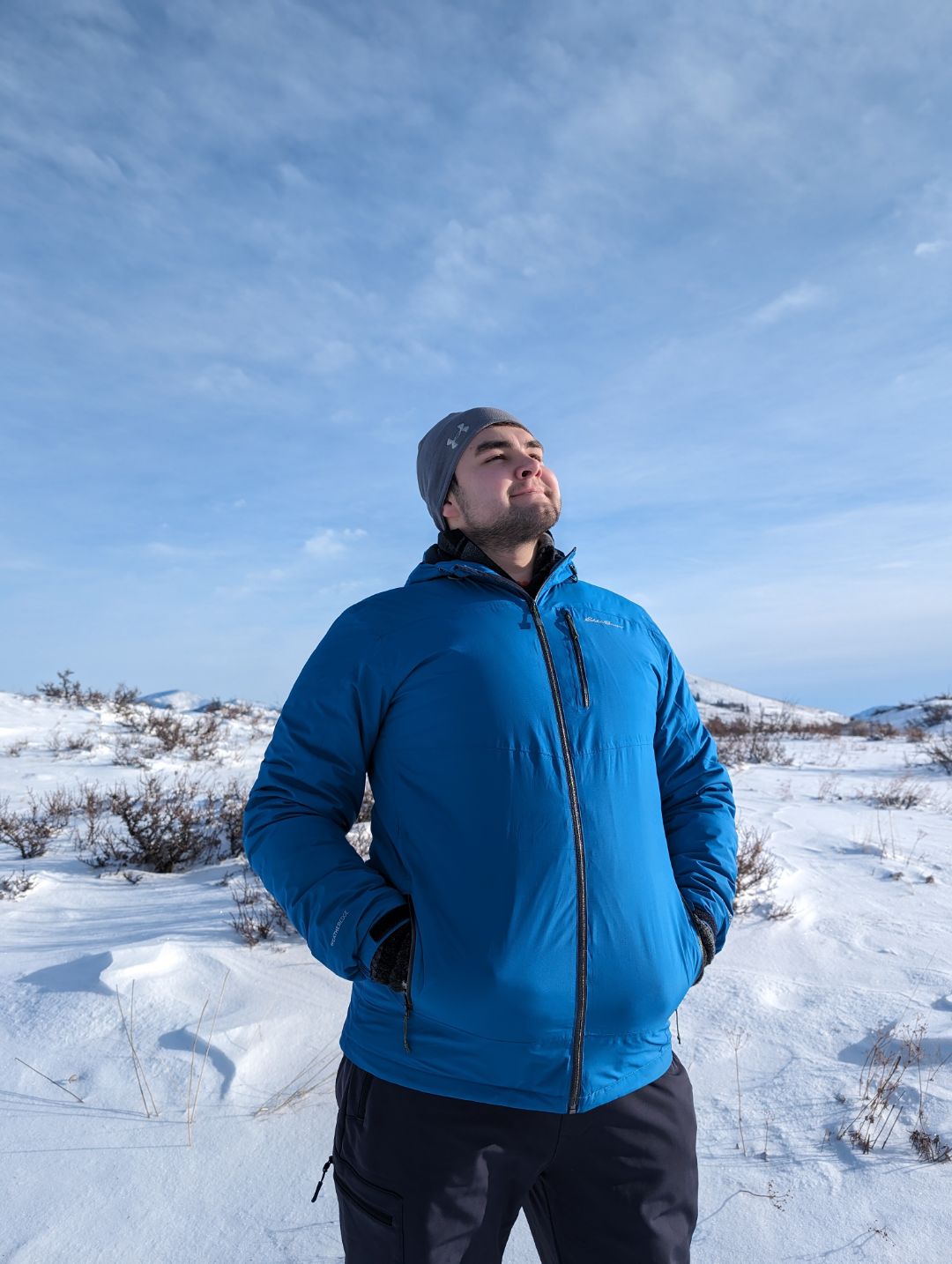 Jonas in Winthrop in the snow.